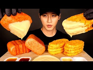 ASMR CHEESY SPAM & HASH BROWNS MUKBANG (No Talking) COOKING & EATING SOUNDS | Zach Choi ASMR