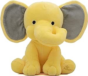 KINREX Elephant Stuffed Animals – Stuff Animal Plush Toy for Babies Girls Boys, Elephants Plushie Teddy Bear Toys for Birth Stats Baby Shower Infant Newborn Boy & Girl, Yellow Measures 9 Inches