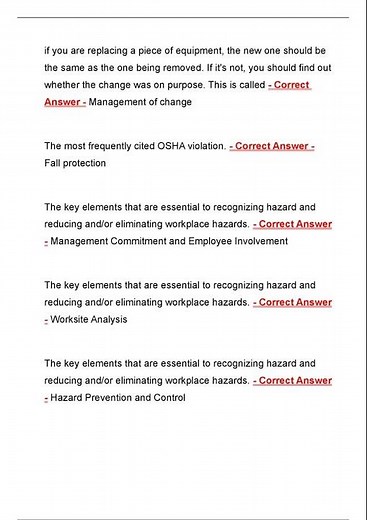 OSHA BASIC PLUS ORIENTATION QUESTIONS AND CORRECT ANSWERS