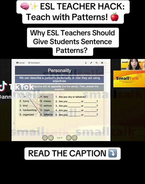 🧠✨ Why ESL Teachers Should Give Students Sentence Patterns One powerful way to help ESL students speak more confidently is by giving them sentence patterns — simple, repeatable structures they can use as a base. When students have a pattern like: 💬 “The opposite of ___ is ___,” they're not starting from scratch. They’re just plugging in vocabulary they’ve learned. For example: 👉 The opposite of shy is talkative. 👉 The opposite of kind is mean. 👉 The opposite of organized is messy. This buil