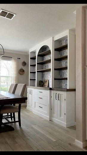 I built this built-in unit at my friends house the beginning of last year so she could have more storage and a drink station for get togethers! I loved this project and I love the way it turned out! Full blog post, link in bio under “the blog”. Or head to AstinsDesigns.com #builtin #diningroom #diningroomdesign #builtins #builtinshelves #builtincabinets #diningroomdecor #ibuiltthis #woodworking #homedesign #homeprojects #homerenovation #homereno #homerenovations #homerenovationideas | Life Is Wh