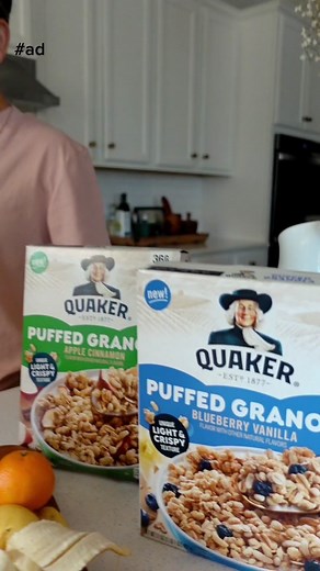 Why choose between @Quaker Oats Puffed Granola’s two delicious flavors, Blueberry Vanilla and Apple Cinnamon, when you can have BOTH?! They’re a great addition to your breakfast or snack.
