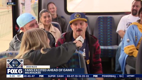 FOX6's Stephanie Quirk rides the Brewers shuttle bus