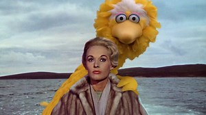 Big Bird Drops Into Alfred Hitchcock's "The Birds"