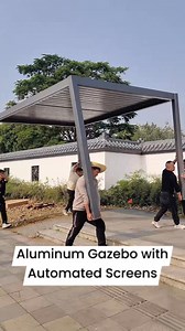 1M views · 4.2K reactions | This aluminum gazebo gives you full control—switch between open and closed with ease! Stay protected from sun, rain, and mosquitoes while still enjoying the fresh air. Perfect for year-round outdoor comfort with zero hassle. #AdjustableGazebo #MosquitoFree #WeatherProof #OutdoorLiving #pergoladesign | Tiffany Design Studio | Facebook