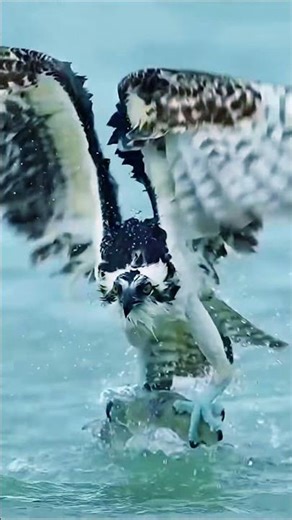 Incredible! Osprey Successfully Hunts a Barracuda in the Sea | Raptor Win #FishRaptor