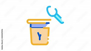 yogurt with spoon Icon Animation. color yogurt with spoon animated icon on white background