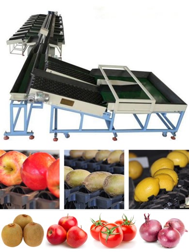 Automatic Double Lanes Fruits And Vegetables Weight Sorting Grading Machine Industrial Sorter Grader Automatic fruit electronic weight grading machine suitable for grading apples, pears, persimmons, onion, mango, oranges, lemon, potato, grapefruit and other fruits and vegetables, consists of 3 main parts: 1. Automatic feeding part: automatic feeding machine delivery the fruit to the conveyor belt, fruit in a row are automatically conveyed to the weighing pans. 2. Automatic weighing part: fruit i