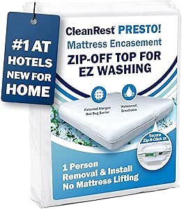 CleanRest PRO Presto! Zip-Off Top Mattress Encasement for EZ Washing, King Size, Waterproof Mattress Protector - Bed Bug, Dust Mite & Allergen Proof - 1 Person Install, No Mattress Lifting to Wash