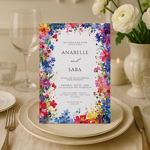 Floral Wedding Invitation Template - Digital or Printable Design - Etsy