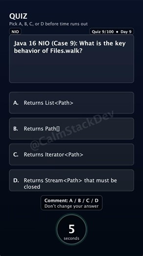 Quiz 209 Files walk Java16 | #shorts #java #quiz