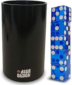 Dice Stacking PRO Cup Set - Professional Straight Cups with 5 Razor Edges 19mm Real Casino Dice in a Box - Accessories - Magic Tricks - Blue
