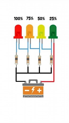 How to Make a 12V Battery Level Indicator Using LEDs! #electronics #shorts #diy