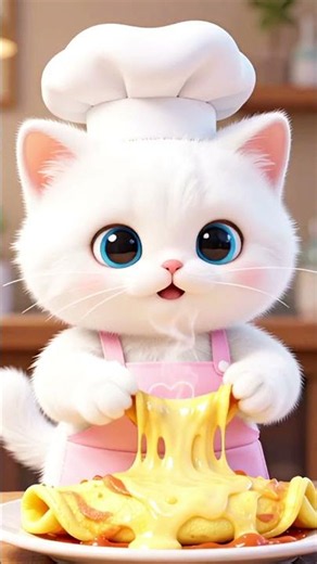 🍳 Kitti Makes the Ultimate Giant Cheesy Omelette! 🧀 #shorts