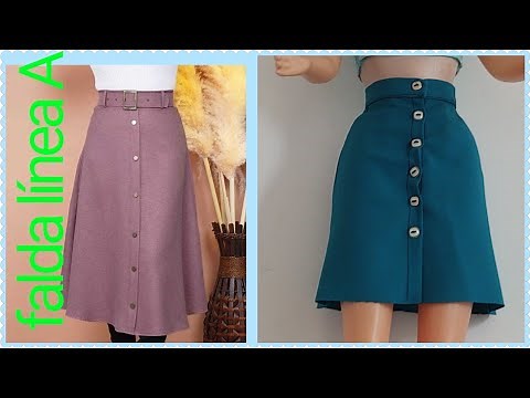 hermosa falda línea A ,en solo 15 minutos # fácil, transforma tu patrón básico en varios diseños 😍