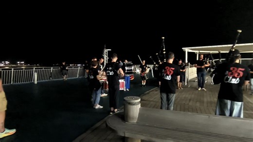 The 35 Club Pipe Band rehearsing on their way to Glasgow ! | We Love Pipe Bands