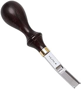 WUTA French Style Edge Beveler Skiving Professional Wide Edger Skiver Leather Craft Tool Ebony Handle DC53 Steel Convex Grind（8mm)