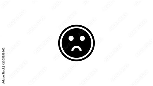 Animated sad face emoji looping in minimalist style 1. sad face emoji
