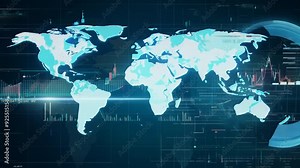 Holographic World Map Displaying Current Currency Movements Globally Generative AI