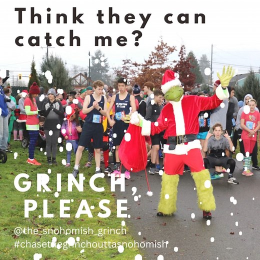 “The Grinch runs so fast, even Santa’s sleigh needs a head start just to keep up!” 🎅✨🏃‍♂️ #5k #holidayseason #snohomishwa | Chase the Grinch Outta Snohomish