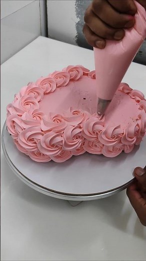 beautiful pink heart shape rosette cake decorating ideas #rosettecake #shorts #ytshorts #viral