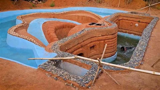 After days of strain, the Ghost House pool and waterslide finally connected