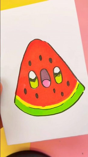 🍉 How to Draw a Kawaii Watermelon ✨ Step by Step