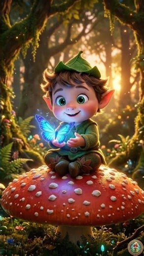 The Cutest Baby Elf & Magic Butterfly! 🍄✨ #shorts #animation #cozy
