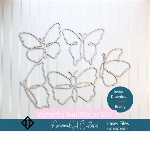 Butterfly Svg Template Digital Download Laser Files Cutting Machine Design Craft Project Decorative Cutout Pattern Vector Graphic Wall Art - Etsy