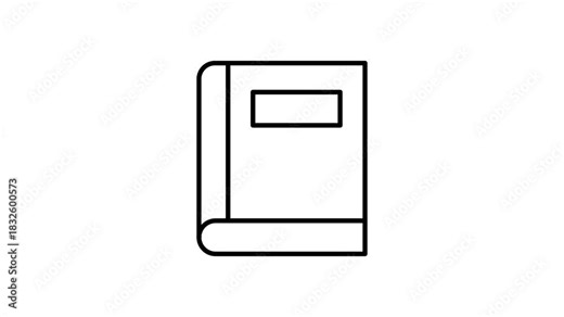 Black and white outline illustration of an open book with visible pages and a simple cover design.