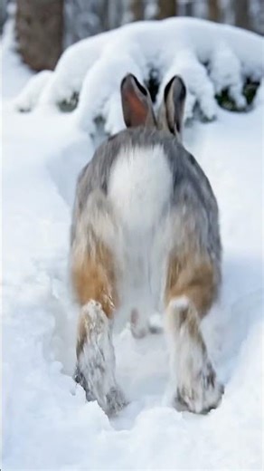When a shy bunny finally meets the snow #wildlife #heartwarming #shorts