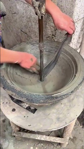 Satisfying Process of Mixing Thick Cement Paste in a Spinning Concrete Bowl #shorts