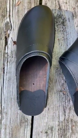 Swedish Black Leather Clogs | Troentorp Bastad Unisex Wooden Mules | Hand-crafted Alderwood Footbed & Arch Support - Etsy