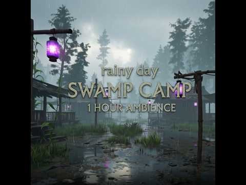 Swamp Camp Ambience - Rainy Day | 1 Hour Fantasy Nature Sounds
