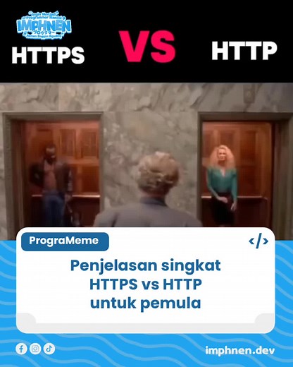 Apa perbedaan HTTPS dengan HTTP? HTTPS (Hypertext Transfer Protocol Secure) vs HTTP (Hypertext Transfer Protocol): - HTTPS: Lebih aman karena data dienkripsi dengan SSL/TLS. Cocok untuk transaksi online atau data sensitif. - HTTP: Tidak aman, data dikirim dalam teks biasa. Mudah disadap. #fyp #programming #imphnen #programeme #programming