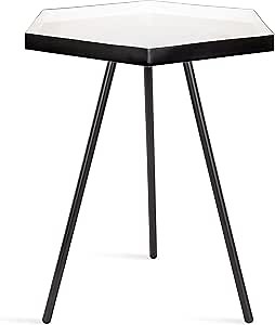 Kate and Laurel Kashvi Modern Hexagon Side Table, 14" x 14" x 20", White and Black, Contemporary Geometric Accent End Table