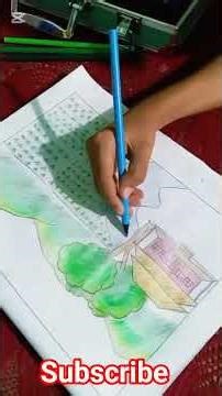 গ্রামের দৃশ্য অংকন। #village #art #viral #foryoupage #everyone