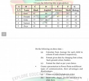 Create the following data in spreadsheet.\begin{tabular} { | c... | Filo