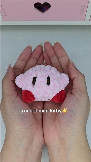 I crocheted a mini kirby 🌟 #crochet #kirby #crochetplushie #nintendo