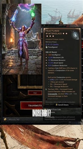 Upgrade and Transfigure Fractured Winterglass with 4x Greater Affix💀Best Amu for Sorceress🔥#diablo4
