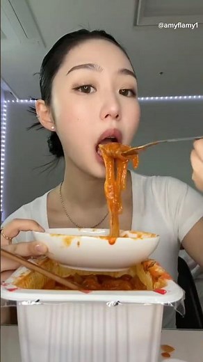 🌶️🍜 Spicy Tteokbokki & Chewy Rice Cake ASMR 🤤🔥 #mukbang #tteokbokki #mukbangcompilation