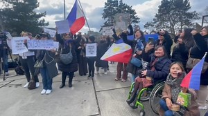 LOOK: Supporters of Rodrigo Duterte are outside the International Criminal Court premises, expressing support for the 79-year-old former president. | via Zen Hernandez, ABS-CBN News | ABS-CBN News