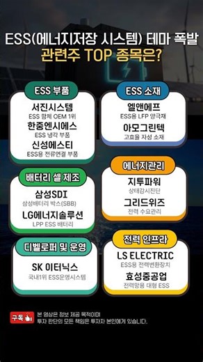 ESS에너지저장 시스템 테마 폭발 관련주 TOP 종목은?#주식투자AtoZ #ESS관련주 #에너지저장시스템 #테마주 #삼성SDI #LSELECTRIC #서진시스템 #전력설비