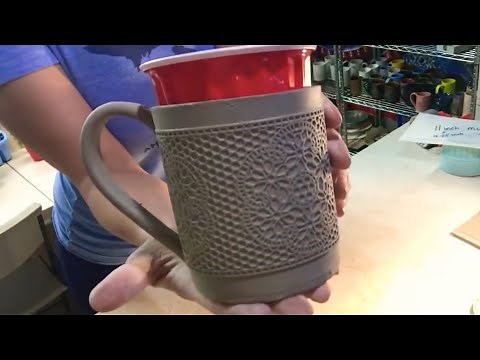 Hand building a slab mug with texture tutorial