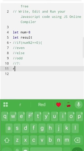 "Even or Odd in 1 Line? 🤯 JS Ternary Magic! #javascript #coding"