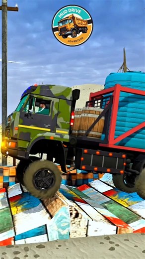 IMPOSSIBLE?! Truck Carries 2 Giant Water Tanks Over 2 Triangle Speed Bumps! | MudRunner & BeamNG