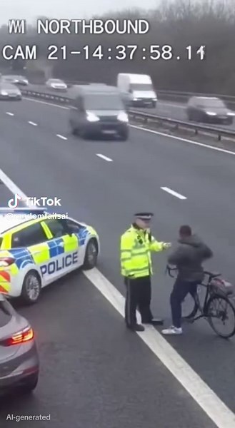 Police Stop Man Riding Bicycle On Motorway #funnyvideoscomedy #hilariousvideos #motorwaypolice #policebodycam