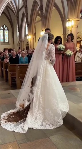 Bride's Reaction to Dress Mishap at Wedding