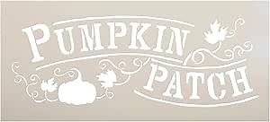 Pumpkin Patch Stencil by StudioR12 | Hand-Drawn Vines and Leaves | Reusable Mylar Template | Painting, Chalk, Mixed Media | Use for Wall Art, DIY Home Decor - Choose Size (12" x 5")
