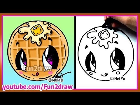 Cute Food Waffle - How to Draw Cartoons - Fun2draw Kawaii Online Art Lessons
